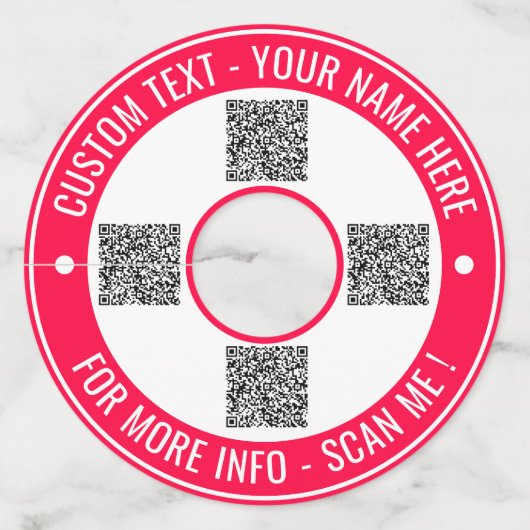 QR-code en aangepaste tekst wijnglas Label uw kleu (Voorkant)