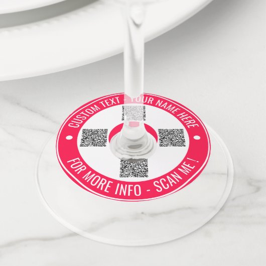 QR-code en aangepaste tekst wijnglas Label uw kleu (Dichtbij)