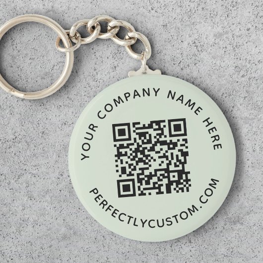 QR-code en aangepaste tekstlichtpagina groen Sleutelhanger