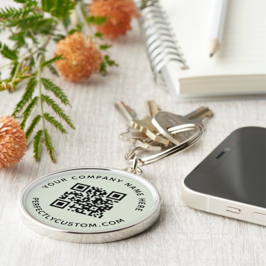 QR-code en aangepaste tekstlichtpagina groen Sleutelhanger (Zijkant)