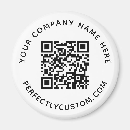 QR-code en aangepaste tekstronde Magneet (Voorkant)