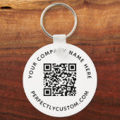 QR-code en aangepaste tekstronde Sleutelhanger (Voorkant)