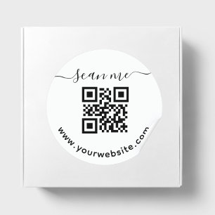QR-code en aangepaste tekstronde-Sticker Ronde Sticker