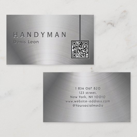 Qr Code en acier inoxydable Carte de visite (Devant / Derrière)