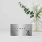 Qr Code en acier inoxydable Carte de visite (Debout devant)