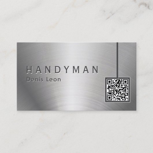 Qr Code en acier inoxydable Carte de visite (Devant)