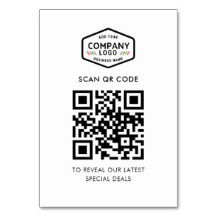 QR-code en bedrijfslogo minimalistische tafelkaart Kaart