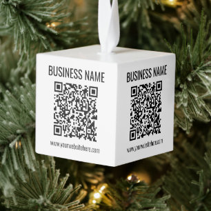 QR-code en bedrijfsnaam Kubus Ornament