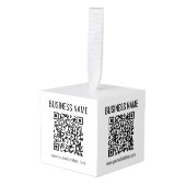  QR-code en bedrijfsnaam Kubus Ornament (Voorkant hoekig)