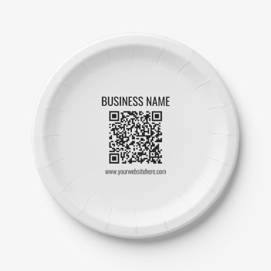 QR-code en bedrijfsnaam Papieren Bordje (Voorkant)