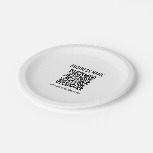 QR-code en bedrijfsnaam Papieren Bordje (Gekanteld)