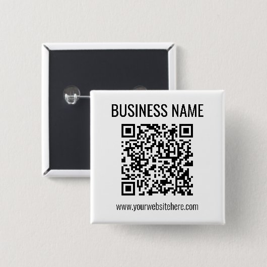 QR-code en bedrijfsnaam Vierkante Button 5,1 Cm (Voorkant /achterkant)