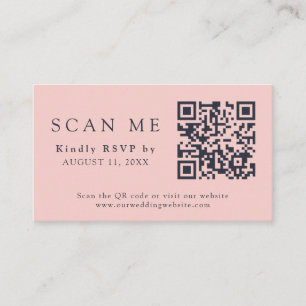 QR-code en -bruiloft Blush Pink & Navy Blue RSVP Informatiekaartje