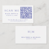 QR-code en bruiloft Website Periwinkle Wedding RSV Informatiekaartje (Voorkant / Achterkant)