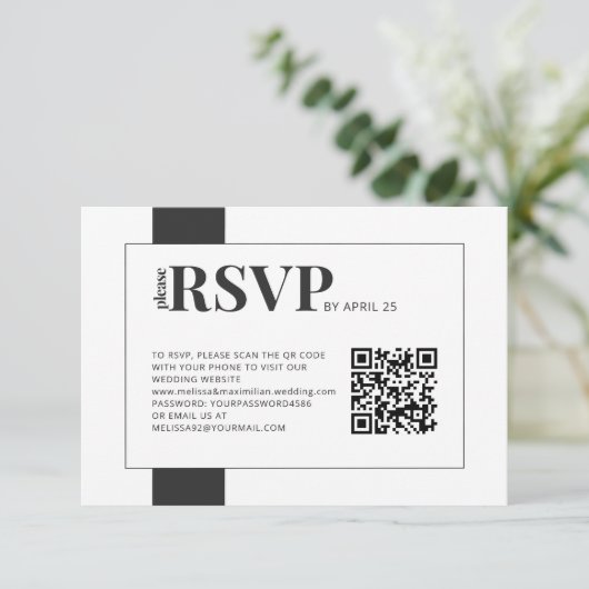 QR Code en ligne RSVP bold mariage minimal (Debout devant)