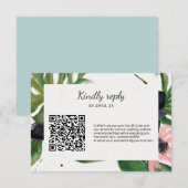 QR Code en ligne RSVP floral tropical mariage (Devant / Derrière)