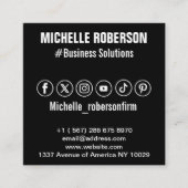 QR-code en pictogrammen voor sociale media Vierkante Visitekaartje (Voorkant)