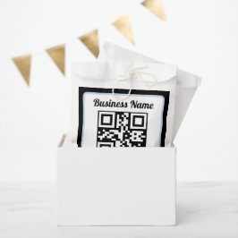 QR-code en tekst met een lichtblauwe rand kunnen w Bedankzakje