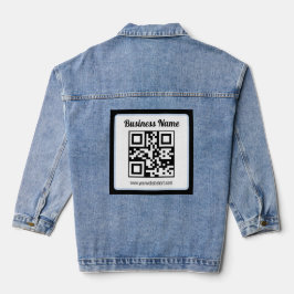 QR-code en tekst met een lichtblauwe rand kunnen w Denim Jacket