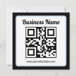 QR-code en tekst met een lichtblauwe rand kunnen w Notitiekaartje