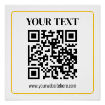 QR-code en tekst met gele gouden rand kunnen worde