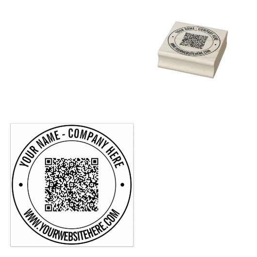 QR Code en Tekst Zakelijke Ronde Rubberzegel Rubberstempel (Gestempeld)