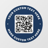 QR-code en tekstboven- en onderste donkerblauwe ci Raamsticker (Vel)