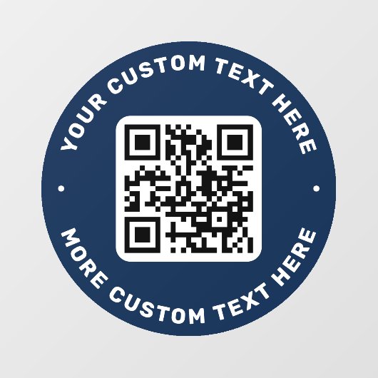 QR-code en tekstboven- en onderste donkerblauwe ci Raamsticker (Vel)