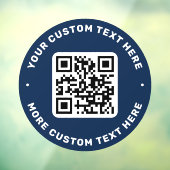 QR-code en tekstboven- en onderste donkerblauwe ci Raamsticker (Vel 3)