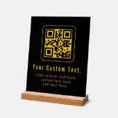 QR-code en tekstsjabloon bewerkbaar | Zwart & Goud Acryl Bord (Hoek)