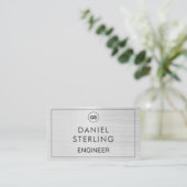 QR Code Engineer Brushed Silver Monogram Visitekaartje (Staand voorkant)