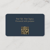 QR Code Estate Planning Attorney Navy Blue Gold Visitekaartje (Achterkant)