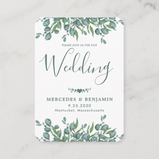 QR Code Eucalyptus Faire-part de mariage de verdur (Devant)