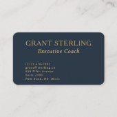 QR Code Executive Coach Navy Blue Gold  Visitekaartje (Voorkant)