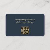 QR Code Executive Coach Navy Blue Gold  Visitekaartje (Achterkant)