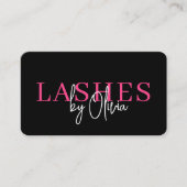 QR Code Eye Lashes Technician Hot Pink Black Visitekaartje (Voorkant)