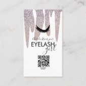 QR CODE Eyelash Girly Pink Glitter Driving Visitekaartje (Voorkant)