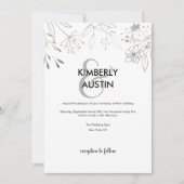 QR Code Faire-part de mariage floral argent (Devant)