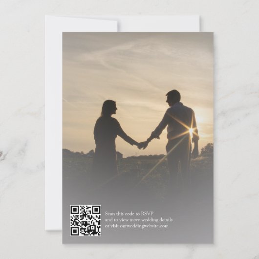 QR Code Faire-part de mariage floral argent (Dos)