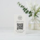 QR-code Feedback Professionele klantenrating grijs Visitekaartje (Staand voorkant)