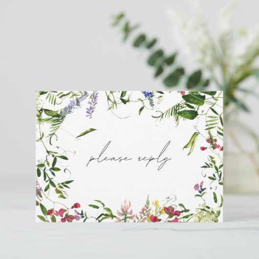 QR Code Fleur sauvage été d'aquarelle mariage RSVP (Debout devant)