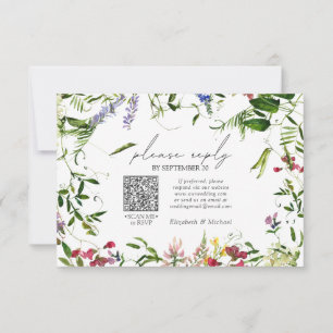 QR Code Fleur sauvage été d'aquarelle mariage RSVP