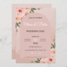 QR Code Floral Boho Faire-part de mariage RSVP