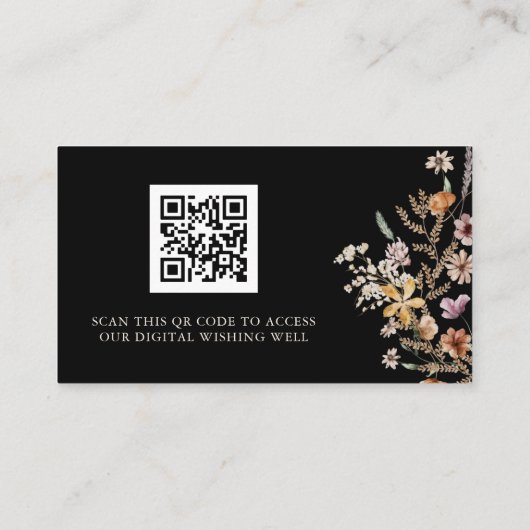 QR Code Floral Honeymoon Wish Enclosure Kaart (Achterkant)