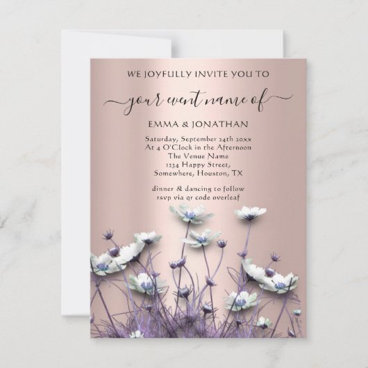 QR CODE Floral Meadow Wildflower Paars Roos (Voorkant)