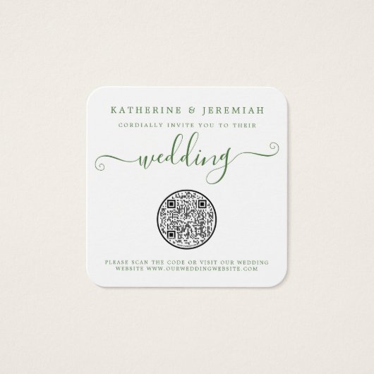 QR Code Floral Pineapple Weddenschap Vierkante Visitekaartjes (Voorkant)