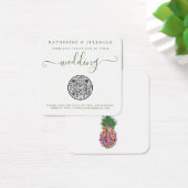 QR Code Floral Pineapple Weddenschap Vierkante Visitekaartjes (Bureau)