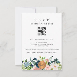 QR CODE florale elegant bruiloft uitnodiging RSVP
