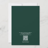 QR Code Formele Emerald Green Leafy Crest Monogram Kaart (Achterkant)