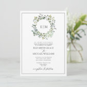 QR-code Formele Sage Groene Eucalyptusmonogram Kaart (Staand voorkant)